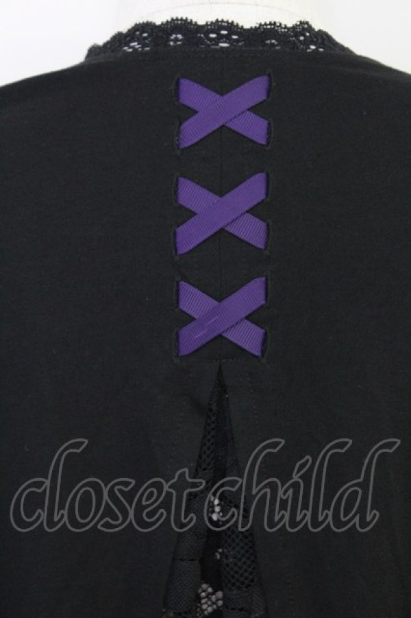 画像3: axes femme / UVカットドルマンカーディガン  黒Ｘ紫 T-25-07-31-013-AX-TO-SA-ZT (3)