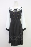 画像1: axes femme POETIQUE / エンブレム刺繍セーラーワンピース M ブラック T-25-07-31-014-AX-OP-SA-ZT (1)