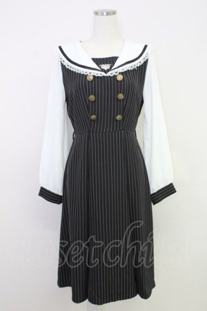 画像: axes femme POETIQUE / エンブレム刺繍セーラーワンピース M ブラック T-25-07-31-014-AX-OP-SA-ZT
