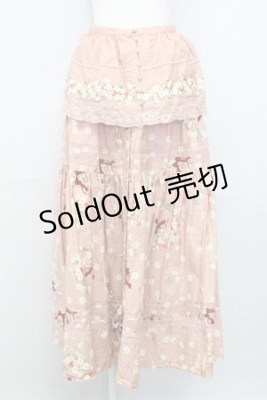 画像: PINK HOUSE / 秋桜ブーケリボンスカート  ピンク T-25-08-06-032-LO-SK-SA-ZT