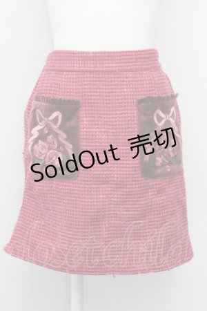 画像: axes femme kawaii / 刺繍ポケットスカート M レッド T-25-08-06-033-AX-SK-SA-ZT