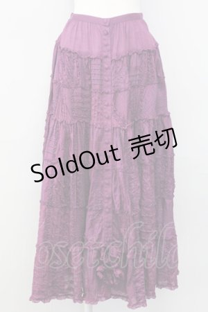 画像: PINK HOUSE / ピコフリルパッチワークスカート  パープル T-25-08-06-035-LO-SK-SA-ZT