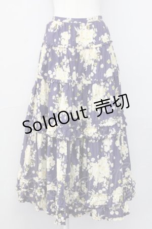 画像: PINK HOUSE / 薔薇ブーケプリントスカート  パープル T-25-08-06-036-LO-SK-SA-ZT