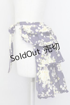 画像: PINK HOUSE / 薔薇ブーケプリントバッスルオーバースカート  パープル T-25-08-06-037-LO-SK-SA-ZT