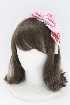 画像: Angelic Pretty / ギンガム配色ぷくぷくリボンカチューシャ  濃ピンク×ピンク×アカ T-25-08-06-046-AP-AC-SA-ZT