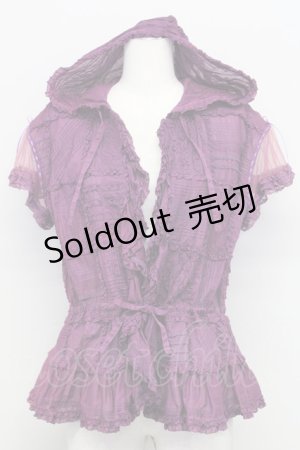 画像: PINK HOUSE / ピコフリルパッチワークフードブラウス  パープル T-25-08-06-007-LO-BL-SA-ZT