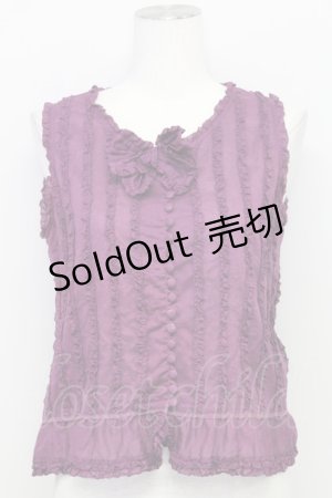 画像: PINK HOUSE / 縦ピコフリルノースリーブブラウス  パープル T-25-08-06-008-LO-BL-SA-ZI