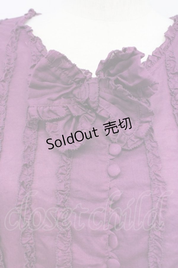 画像4: PINK HOUSE / 縦ピコフリルノースリーブブラウス  パープル T-25-08-06-008-LO-BL-SA-ZI (4)