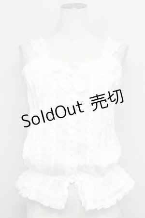 画像: PINK HOUSE / 縦ピンタック&ピコフリルノースリーブブラウス  白 T-25-08-06-002-LO-BL-SA-ZT