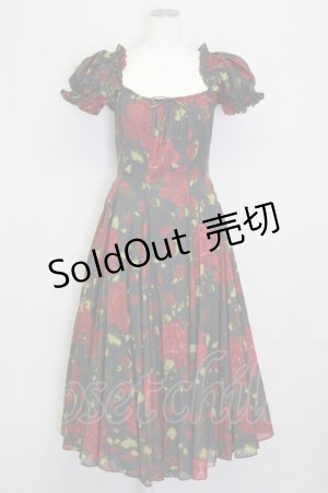 画像: Selkie / Eden Garden Party Dress S 黒Ｘ赤 T-25-08-06-015-LO-OP-SA-ZI