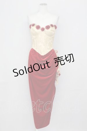 画像: LACE MADE / 「スペイン野薔薇」コルセットドレス M ゴールドＸ赤 T-25-08-06-016-LO-OP-SA-ZI