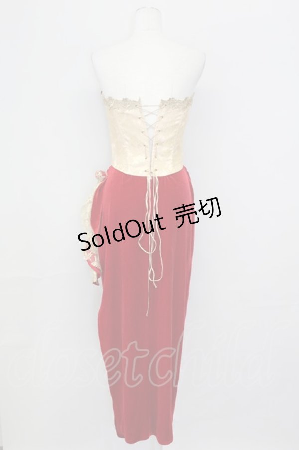 画像2: LACE MADE / 「スペイン野薔薇」コルセットドレス M ゴールドＸ赤 T-25-08-06-016-LO-OP-SA-ZI (2)