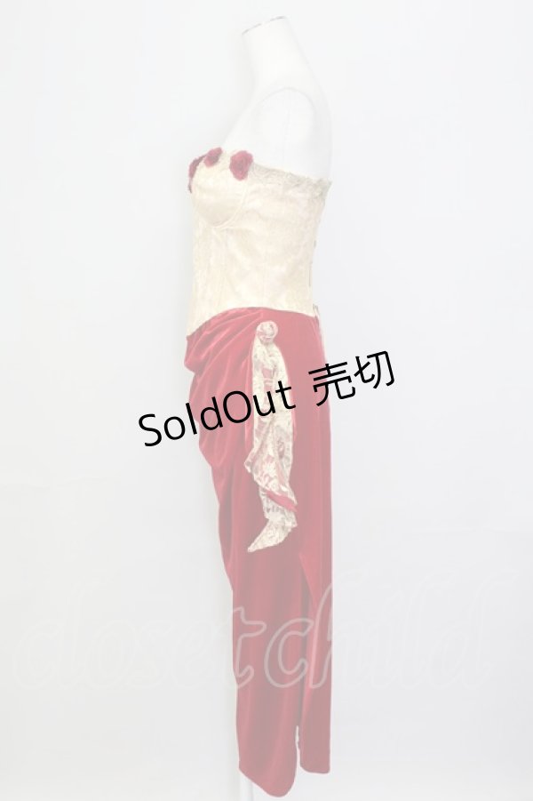 画像3: LACE MADE / 「スペイン野薔薇」コルセットドレス M ゴールドＸ赤 T-25-08-06-016-LO-OP-SA-ZI (3)
