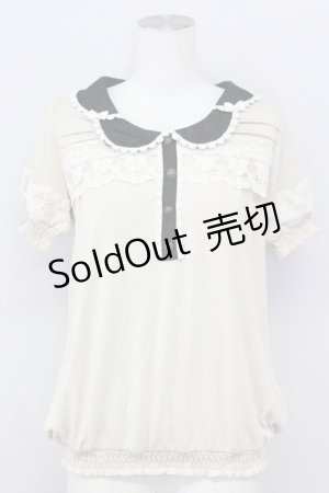 画像: axes femme / リボンプルオーバー  オフｘ黒 T-25-08-09-013-AX-TO-HR-ZT492