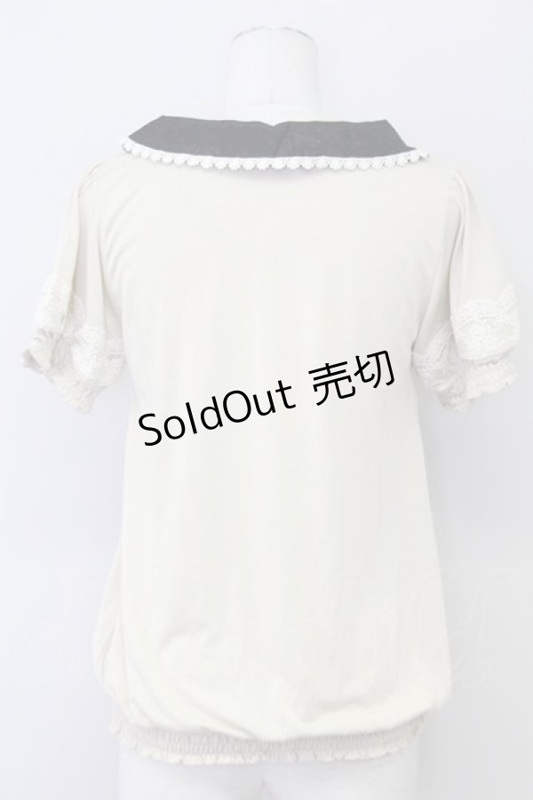 画像2: axes femme / リボンプルオーバー  オフｘ黒 T-25-08-09-013-AX-TO-HR-ZT492 (2)