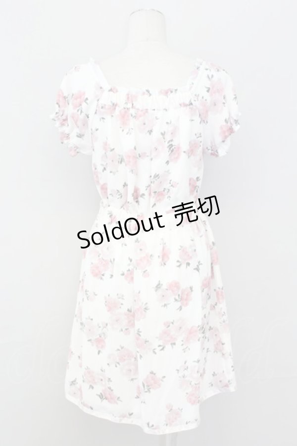 画像2: LODISPOTTO / シフォン花柄ワンピース  白ｘピンク T-25-08-09-016-LO-OP-AS-ZT492 (2)