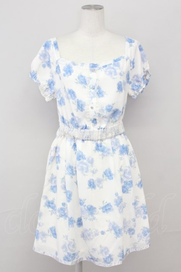 画像1: LODISPOTTO / シフォン花柄ワンピース  白ｘ青 T-25-08-09-017-LO-OP-AS-ZT492 (1)