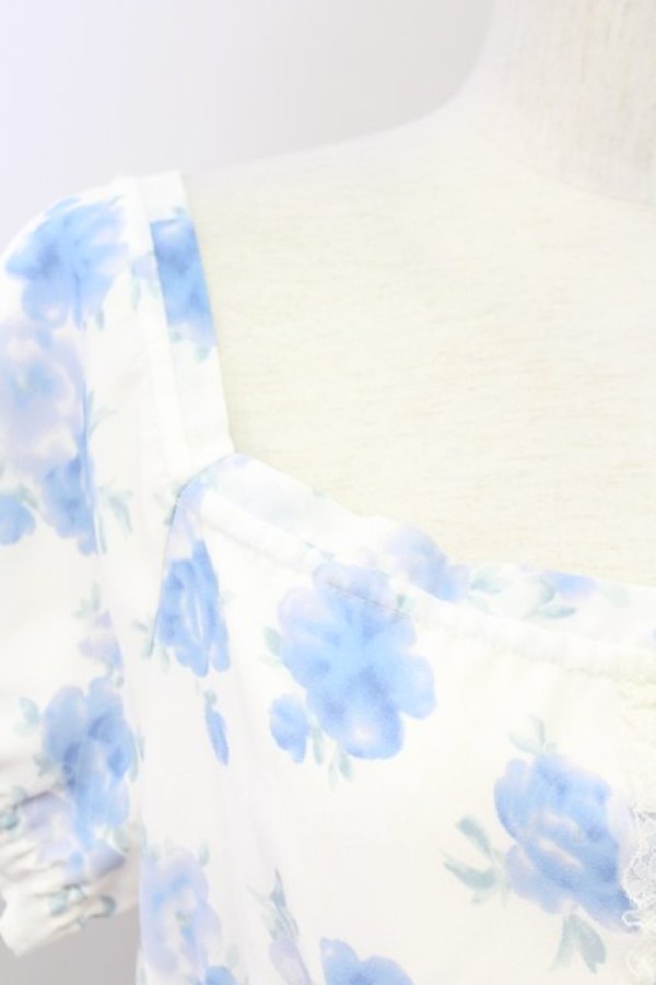 画像3: LODISPOTTO / シフォン花柄ワンピース  白ｘ青 T-25-08-09-017-LO-OP-AS-ZT492 (3)