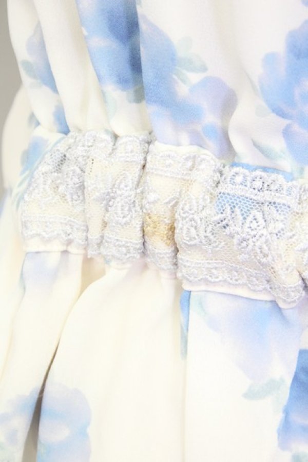 画像4: LODISPOTTO / シフォン花柄ワンピース  白ｘ青 T-25-08-09-017-LO-OP-AS-ZT492 (4)