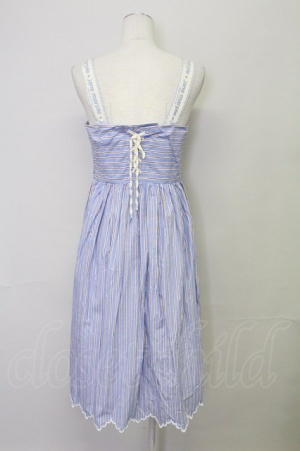画像2: Jane Marple /Marine Stripe　scallop EMB dress  ブルー T-25-08-10-033-JM-OP-ET-ZT350 (2)