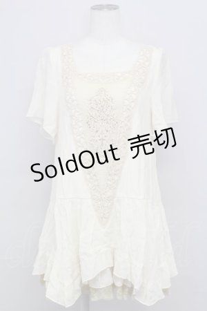 画像: axes femme / BIGモチーフイレヘムチュニ  キナリ T-25-08-10-008-AX-OP-HR-ZS