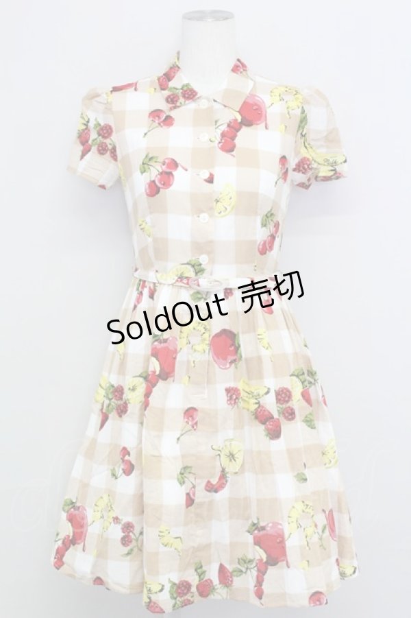 画像1: MILK /フルーチェワンピース  ベージュ T-25-08-10-018-ML-OP-ET-ZI (1)