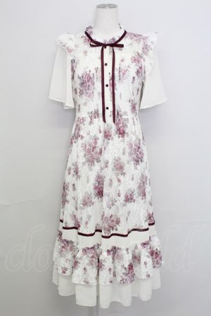 画像: axes femme / フラワーレースワンピース  白Ｘボルドー T-25-08-12-022-AX-OP-SA-ZT