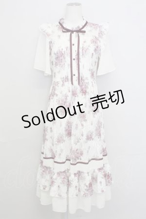 画像: axes femme / フラワーレースワンピース  白Ｘボルドー T-25-08-12-022-AX-OP-SA-ZI