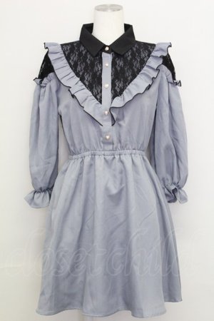画像: LOLITAその他(お買取対象外) / レース切り替えワンピース M ブルーグレー T-25-08-12-024-LO-OP-SA-ZT