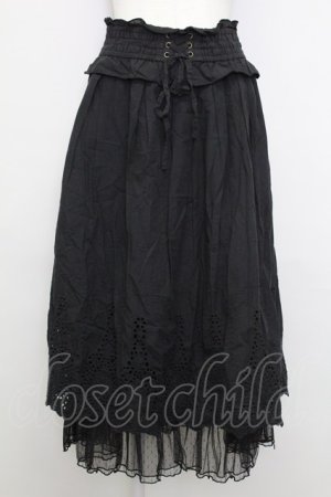 画像: axes femme / ウエスト編み上げレーススカート  黒 T-25-08-12-028-AX-SK-SA-ZT