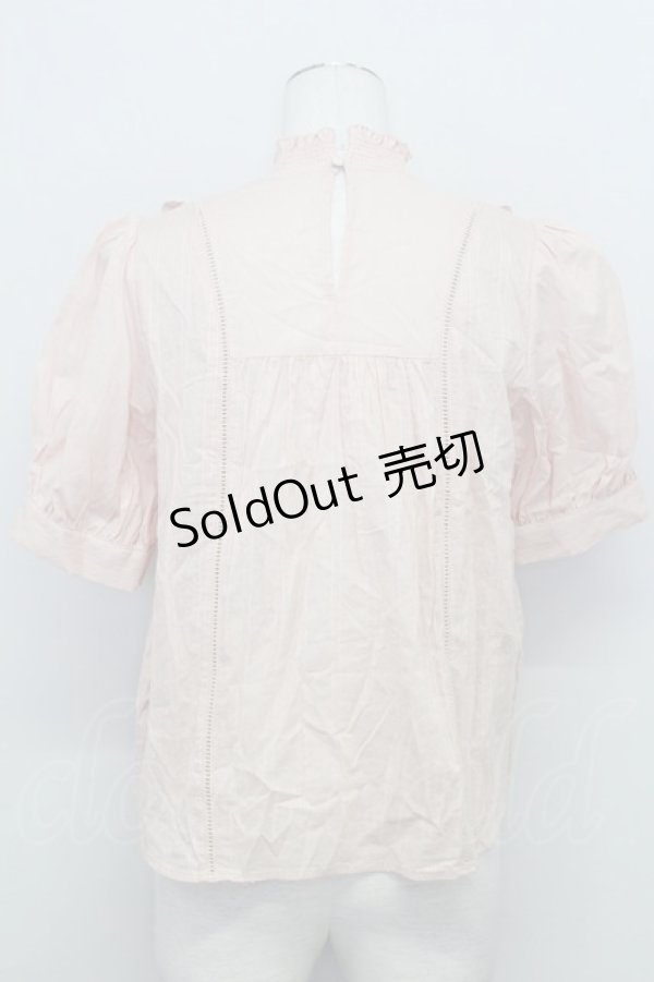 画像2: axes femme / ピンタックレースハイネックブラウス  ピンク T-25-08-12-006-AX-BL-SA-ZI (2)
