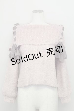 画像: axes femme / パール&レースアップフェザーニット M ピンク T-25-08-12-008-AX-TO-SA-ZT