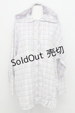 画像: F i.n.t / フード付きビッグチェックシャツ  ラベンダー×ブルー T-25-08-12-010-CA-BL-SA-ZI