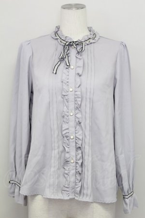 画像: axes femme POETIQUE / 配色リボンブラウス M グレー T-25-08-12-011-AX-BL-SA-ZT
