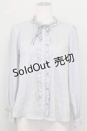 画像: axes femme POETIQUE / 配色リボンブラウス M グレー T-25-08-12-011-AX-BL-SA-ZI