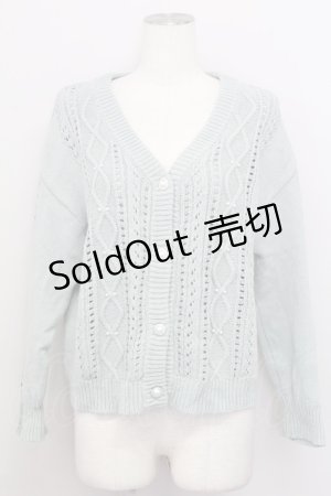 画像: axes femme / 透かし柄ニットカーディガン  ミント T-25-08-12-015-AX-TO-SA-ZI