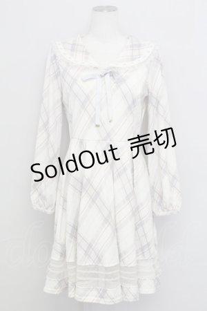 画像: axes femme kawaii / チェックセーラー襟長袖ワンピース  アイボリーチェック T-25-08-12-020-AX-OP-SA-ZI