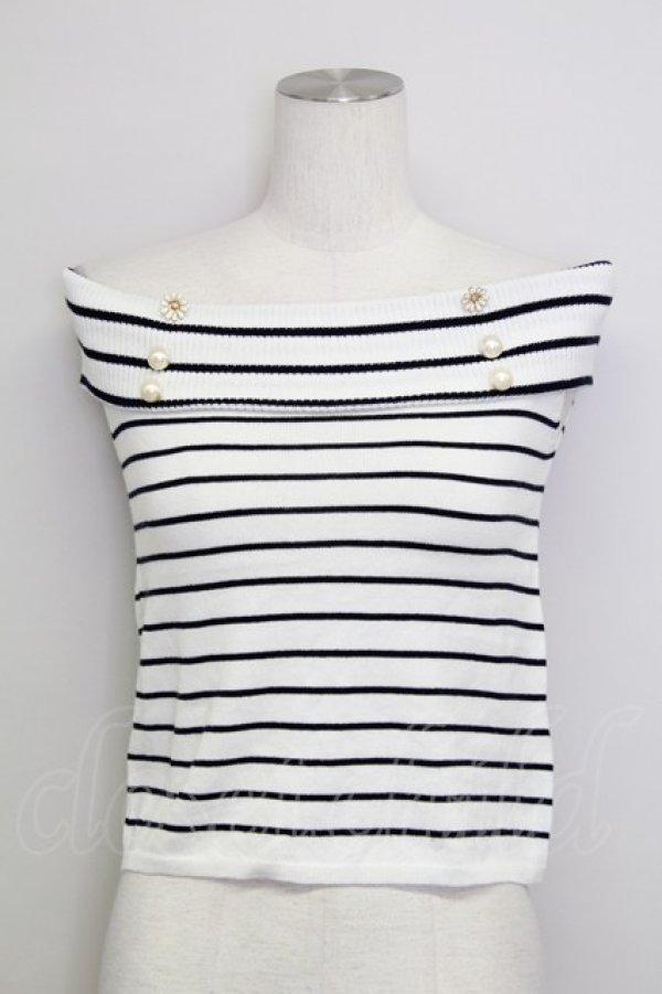 画像1: LIZ LISA / ボーダーオフショルニット  黒Ｘ白 T-25-08-16-001-LO-TO-SA-ZI (1)