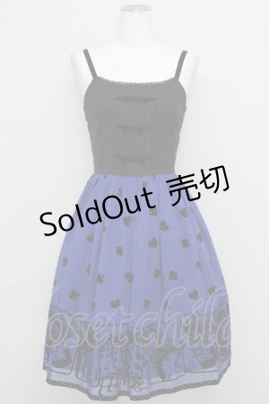画像: Emily Temple cute / フロッキートランプノースリーブワンピース  黒Ｘ青 T-25-08-16-026-ET-OP-SA-ZI