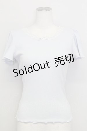 画像: mon lily / レースリボン半袖トップス  サックス T-25-08-16-007-LO-TO-SA-ZI
