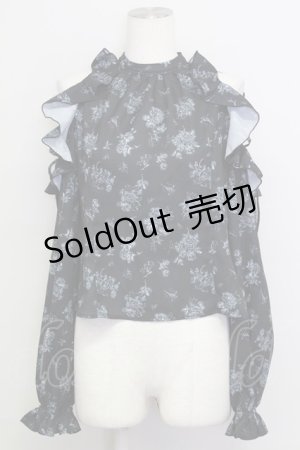 画像: EATME / フリルリボンオープンショルダーブラウス F 黒 T-25-08-16-012-LO-BL-SA-ZI