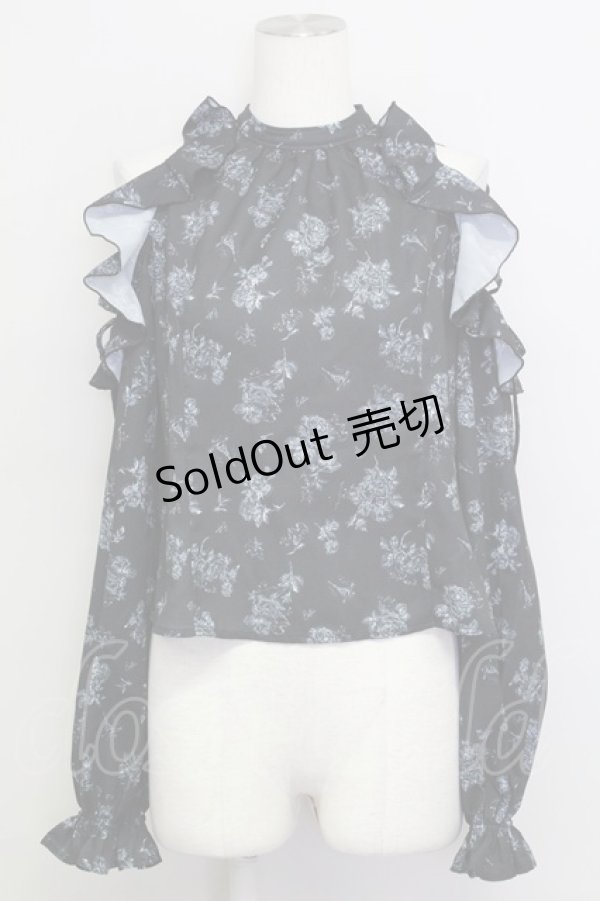 画像1: EATME / フリルリボンオープンショルダーブラウス F 黒 T-25-08-16-012-LO-BL-SA-ZI (1)