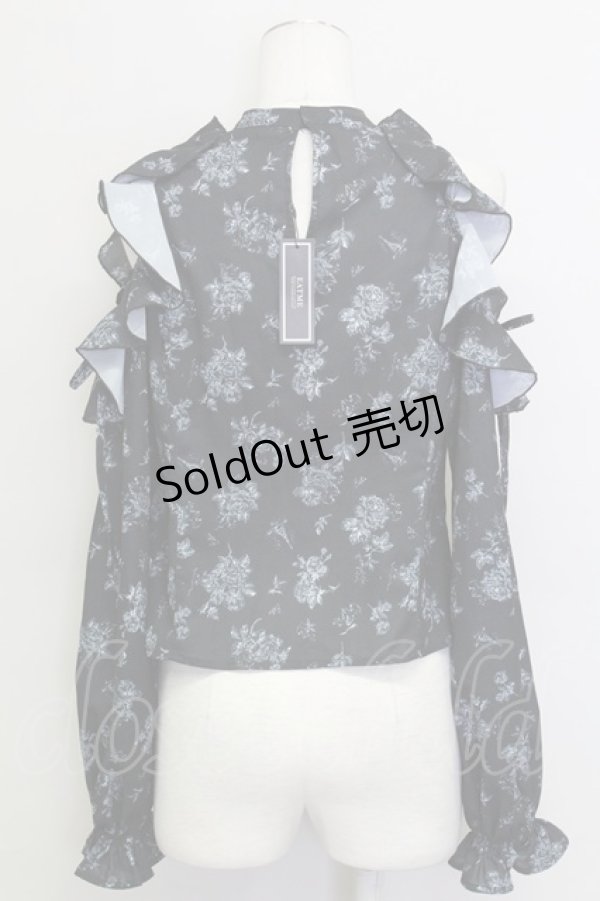 画像2: EATME / フリルリボンオープンショルダーブラウス F 黒 T-25-08-16-012-LO-BL-SA-ZI (2)