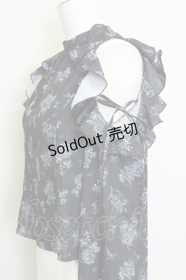 画像3: EATME / フリルリボンオープンショルダーブラウス F 黒 T-25-08-16-012-LO-BL-SA-ZI (3)