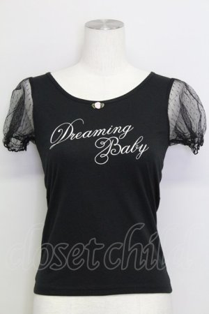 画像: Ank Rouge / reaming Babyチュール袖カットソー  黒Ｘ白 T-25-08-16-014-CA-TO-SA-ZT