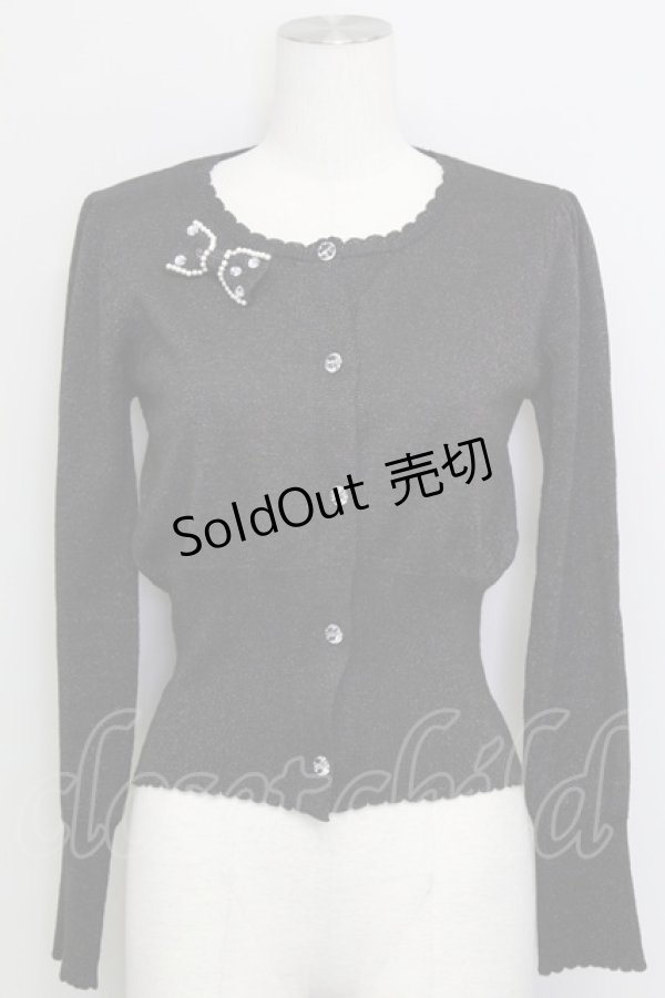 画像1: Shirley Temple / ラメニットカーディガン 160CM 黒ラメ T-25-08-16-015-ET-TO-SA-ZI (1)