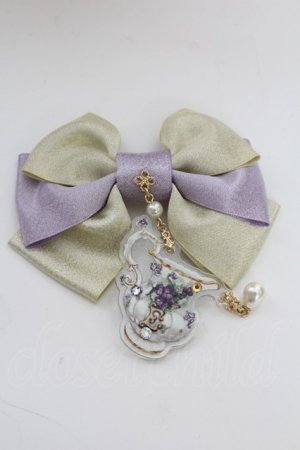 画像: Enchantlic Enchantilly / すみれの茶器リボンブローチ  ラベンダーＸゴールド T-25-08-21-024-LO-AC-SA-ZT