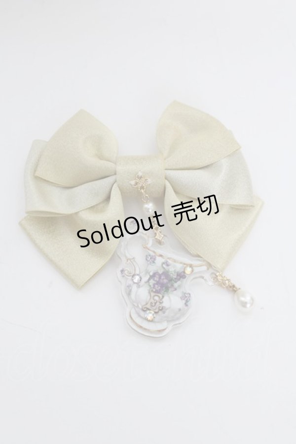 画像1: Enchantlic Enchantilly / すみれの茶器リボンブローチ  ゴールド T-25-08-21-025-LO-AC-SA-ZT (1)