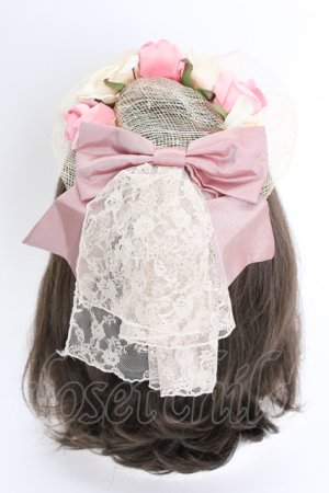 画像: metamorphose / ローズミニ麦わらハット  生成りＸピンク T-25-08-21-032-ME-AC-SA-ZT