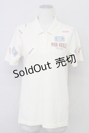 画像: PINK HOUSE / ワッペンデザイン半袖ポロシャツ  アイボリー T-25-08-21-004-LO-TO-SA-ZT
